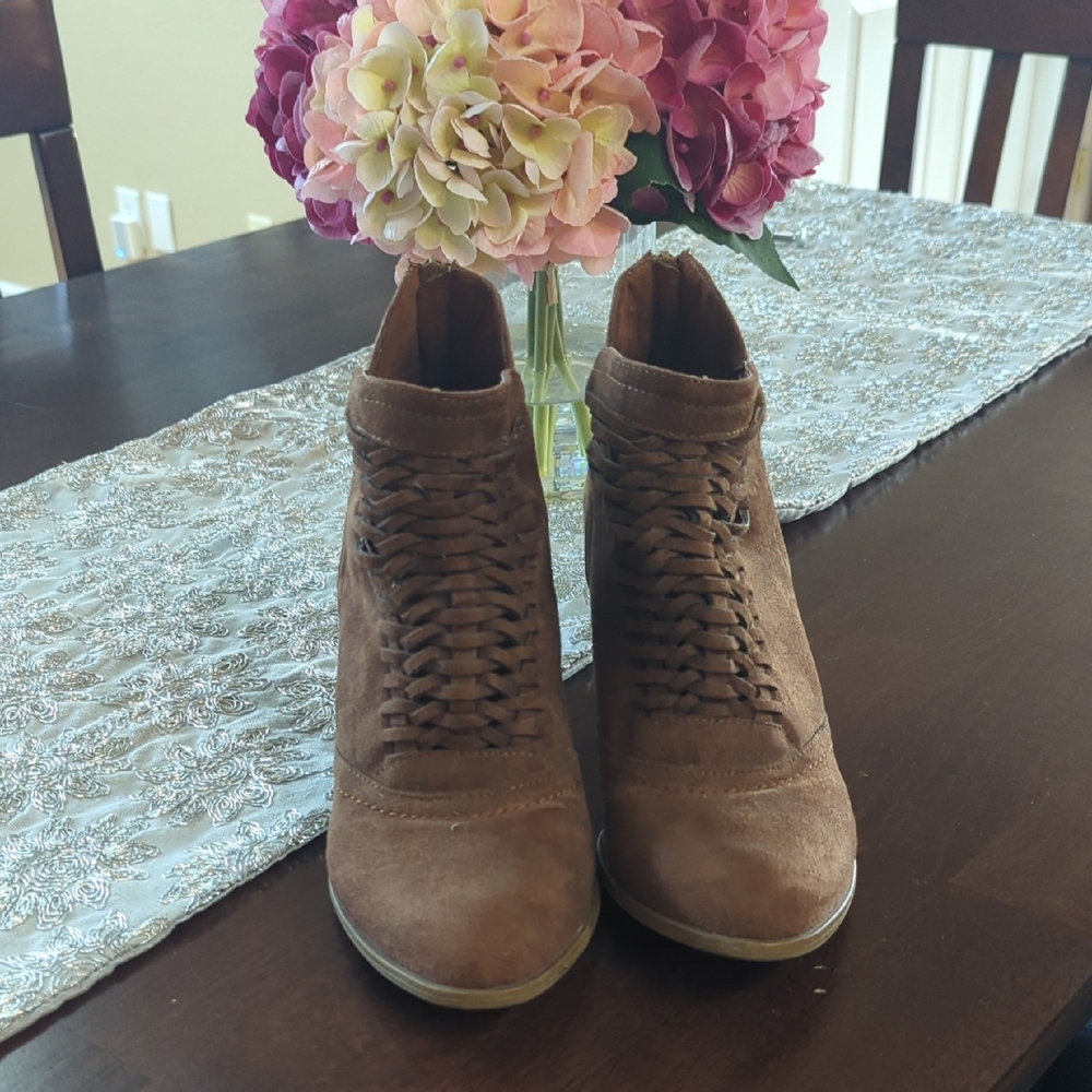 Fergalicious Brown Lace-Up Ankle Booties